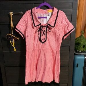 Bernie Dexter Red Gingham Dress with Black Fringe Trim! #nwt
